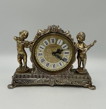 Vtg Splendex West Germany Gilt Mantel Clock w Cherub Rococo Design Untested. 