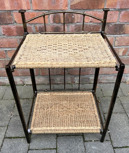 Folding iron rattan table - iron,