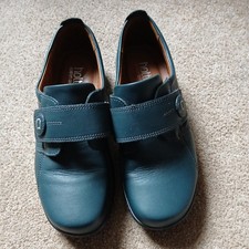 New Hotter Sugar Shoes Size 6.5 UK Wide Fit EXF Teal Green Leather Comfort Flats