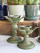 Green Metal Candlestick x1