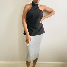 Zara Grey Sequinned Midi Skirt