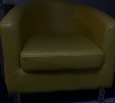 Yellow faux leather tub chair - yellow,