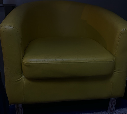 Yellow faux leather tub - leather,
