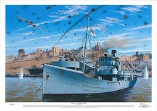 WW2 Signed Edition Naval Art Print HMS Beryl Flagship of Malta by Ivan Berryman