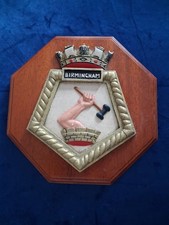 HMS Birmingham crest plaque Royal Merchant Navy WW11 hand painted mounted 