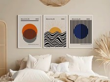 Set Of 3 Bauhaus Canvas Wall