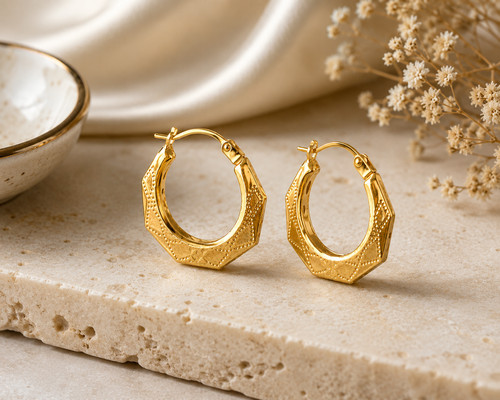 Creole hoop earrings - hoop, 9ct