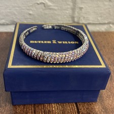 Butler and Wilson Silver Coloured Crystal Bangle Boxed