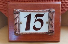 Hand Crafted Hand Painted Ceramic Door Number 15. House Door Number Sign