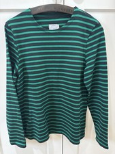 Bnwot  Petit Bateau Green Striped Breton Top Toast Sezane Saint James Armor Lux