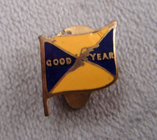 GOOD YEAR TYRES logo ENAMEL LAPEL BADGE by STRATTON petrol oil transport 1950s