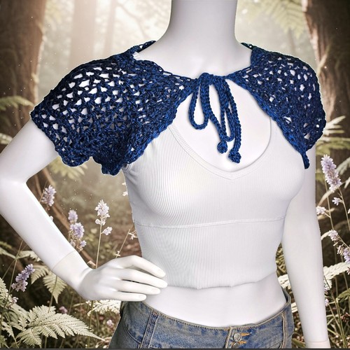 Handmade crochet shrug blue - crochet,