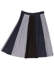 ZARA Womens Knife Pleated Skirt W30 Medium Navy Blue Colourblock Polyester AY08