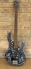 Edited PEAVEY Unique Gothic BASS Guitar Skulls Decor Wall Art Black Silver Red