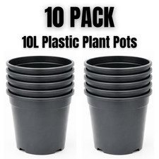 10l black plastic plant pots - plastic,
