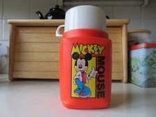 Vintage 1983 Thermos Roughneck  small flask with Mickey Mouse design - 1980s