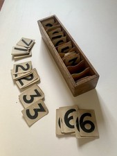 Antique set of Church Chapel Hymn Board Numbers in Old Wooden Box