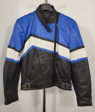 Sportex Vintage Leather Motorcycle Combi Style Biker Jacket Black/Blue Chest 40"