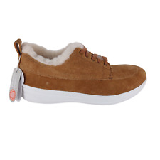 FitFlop Size UK 5.5 Glenda Shearling Tumbled Tan Suede Scotchgard Shoes NEW