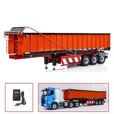 1/14 3 Axles Metal Hydraulic Dump Trailer Electric Awning for RC Tractor Trucks
