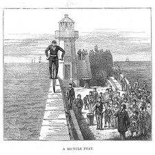 BICYCLE Victorian Balancing Trick - Antique Print 1887