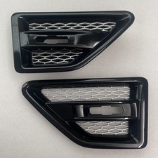 Gloss Black+Silver side wing air intake grille vents for Freelander 2 LR2 
