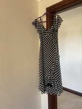 BNWT Wallis Contrast Spot wrap dress 12 NEW midi V neck dotty tiered ruffle