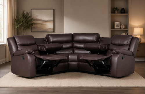 Brown leather 2c2 recliner - leather,