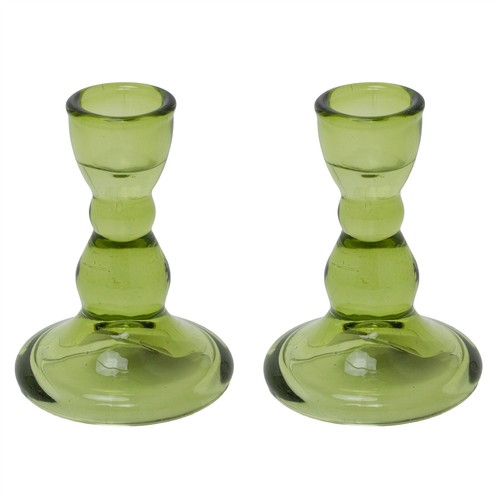 Set green glass - green, candlestick
