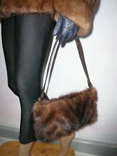 Real Mink Fur Bag Clutch by Paola Del Lungo Snakeskin Leather Strap Vison Italy