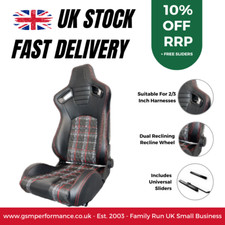 Auto Style GT Red Tartan Adjustable Reclining Racing Bucket Car Seat