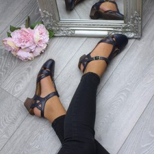 WOMENS LADIES LOW MID HEEL