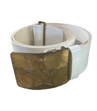 Soviet Army White Parade Belt Dress with Brass Buckle 1988 USSR Military LN