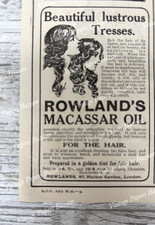 Rowland's Macassar Oil Hair Rowlands London 1915 antique small print advert
