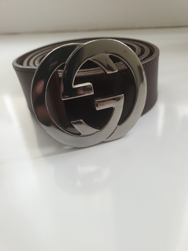Gucci brown leather belt - gg,