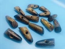 Set of 15 Vintage Wooden Horn Wedge Toggles 4,5cm x 1,5cm