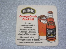 Britvic Orange Crush Cocktail ~ 1970's Beer Mat