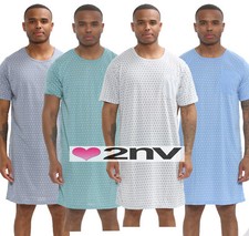 Mens Nightshirt Cotton Blend Short Sleeve Long Pocket Loungewear Night T-Shirt.