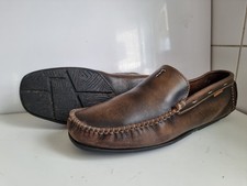 NUSHU DESIGNER UK 11 EU 45 MENS BROWN LEATHER LOAFERS MOCCASIN CASUAL SHOES