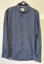 Steel & Jelly Men’s Navy Blue Pattern Long Sleeve Lightweight Shirt Size Medium