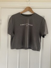Pink Soda crop gym top.  Grey