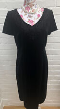 Laura Ashley Velvet Shift Dress UK 14 Black Beaded Gatsby Party