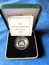 1990 PIEDFORT PROOF FIVE PENCE