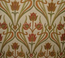 Art Nouveau Pugin Red Woven