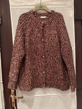 Ladies Cotton Traders Pink Acrylic Knitted Style Cardigan Uk 18