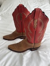 Lucchese Red Cowboy boots Brown Tan Leather 1883 Boho Vintage Western