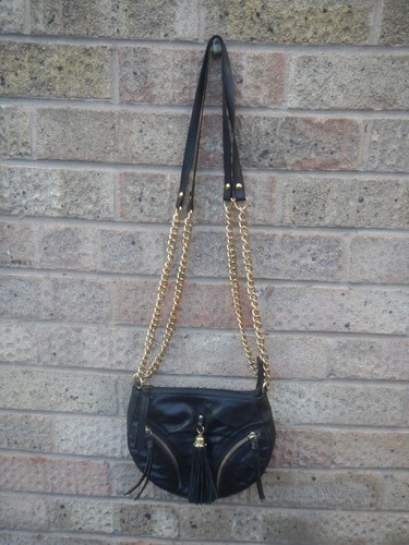 Topshop black leather bag with - topshop,