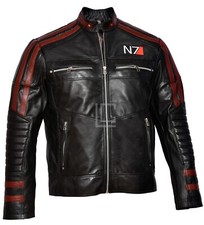 MASS EFFECT 3 - N7 COMMANDER SHEPARD STYLISH 100% Real LEATHER JACKET