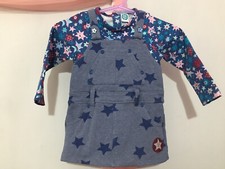 Lovely Baby Girls Tuc Tuc  Blue Star Print Pinafore Illusion Dress 9m⭐️✨⭐️✨