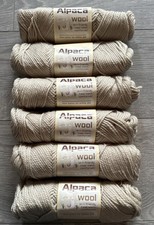 6 x 75g Balls Of Alpaca Wool Yarn - Khaki - New